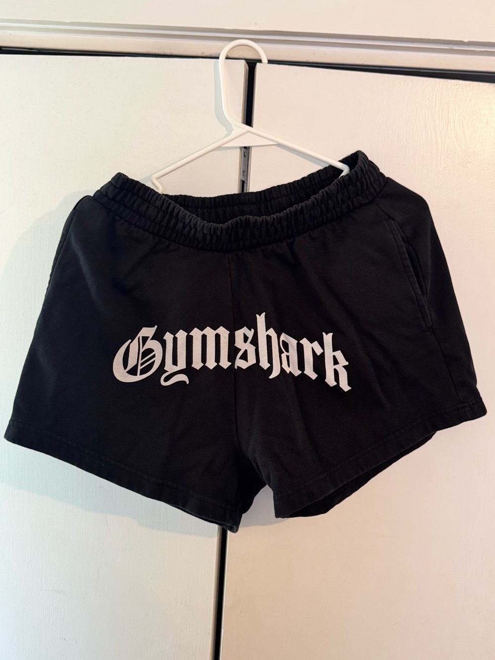 Gymshark Black Athletic Logo Shorts with White Graphic